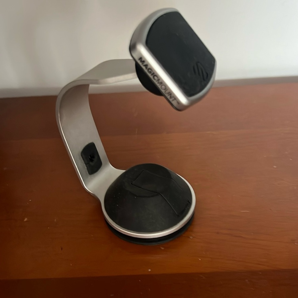 Magic mount, magnetic phone stand for desktop or tabletop